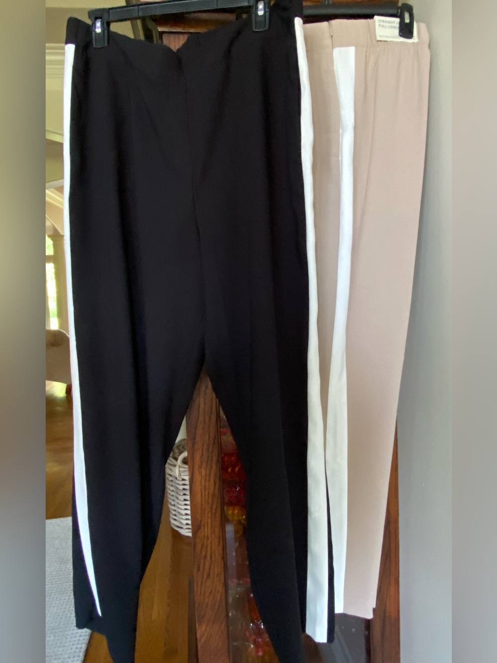 Lot of 2! Soft Surroundings Pants with Stripe Detail Tan=L and Black=XL - Picture 1 of 8